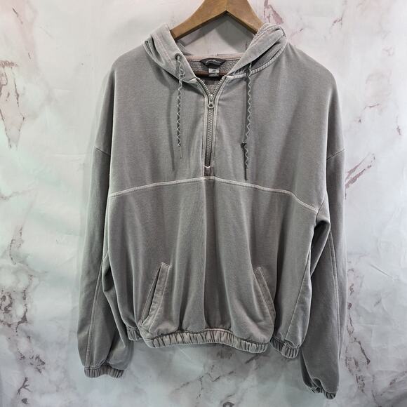 Eddie Bauer Hoodie Womens Medium Purple Sweatshirt Boxy Pullover Half Zip Ascent - Picture 1 of 10